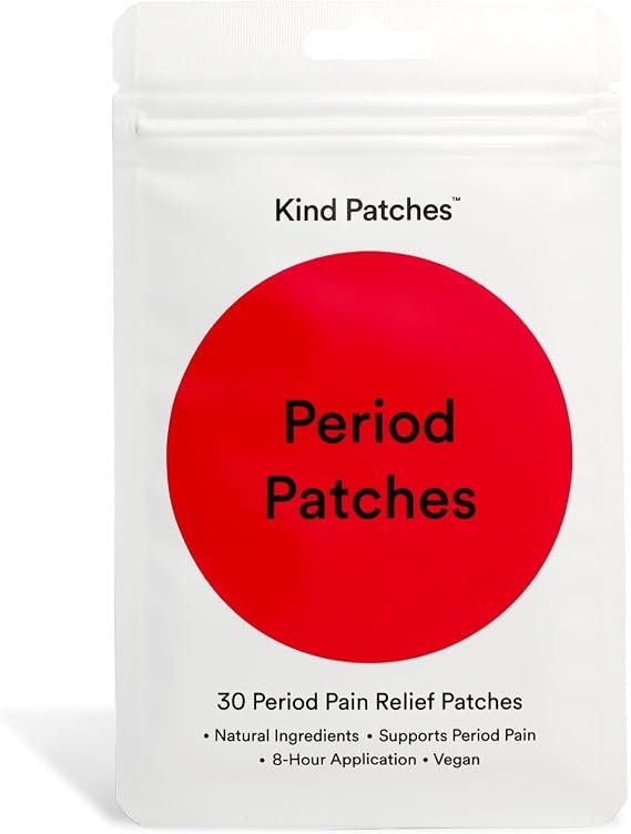 " Kind Patches Period Patches - Period Relief Iron Patches with Menthol, Camphor and Chamomile - Menstrual Relief with Lavender Essential Oil - 30 Count"