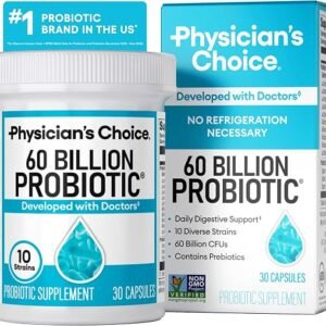 Physician's CHOICE Probiotics 60 Billion CFU - 10 Strains + Organic Prebiotics - Immune, Digestive & Gut Health - 30 cap