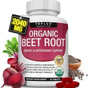 " Toplux Organic Beet Root Powder Tablets - 2040mg 90 CAP (for man & women)"