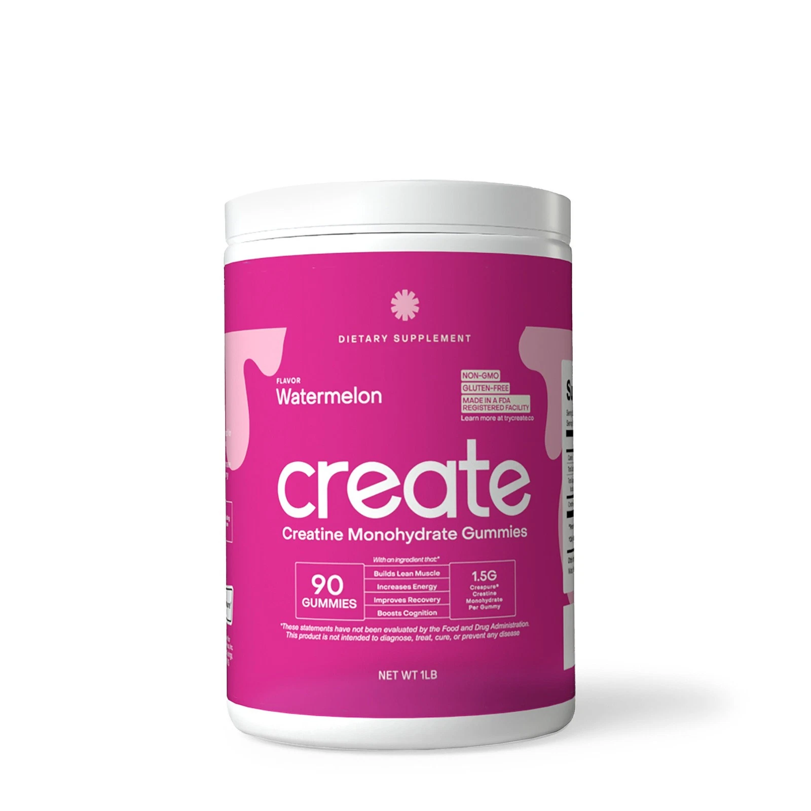 Create Creatine Monohydrate Gummies, 1.5g per Gummy Watermelon, 90ct, Non-GMO